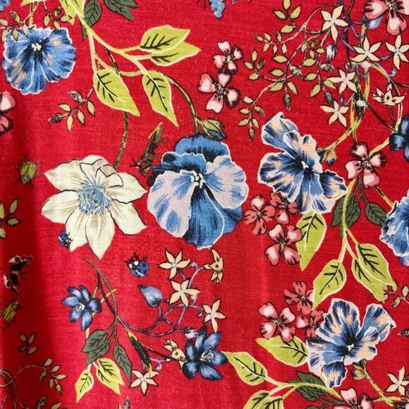 J. Jill M placed print red white blue multi floral soft tunic short sleeve - Picture 5 of 9